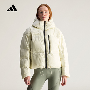 adidas阿迪达斯面包服2025冬女Stella Mc可拆卸连帽短棉服 JV8548