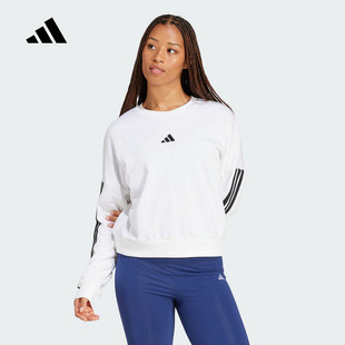 JD5285 圆领卫衣 adidas阿迪达斯毛圈布套头衫 2025春女三条纹长袖