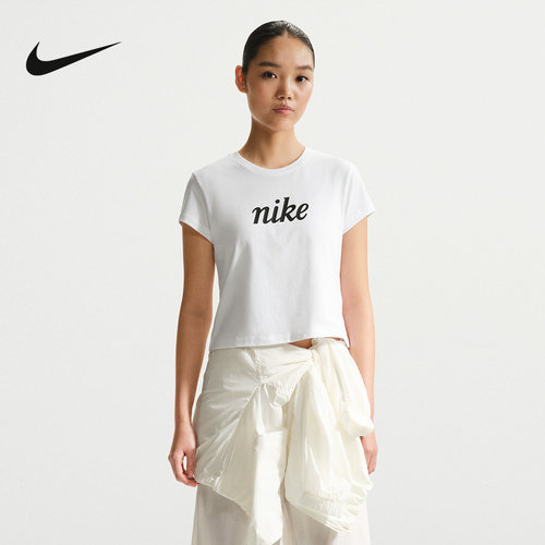 NIKE耐克女短袖夏季经典简约透气柔软轻盈棉质运动T恤IH7455-100