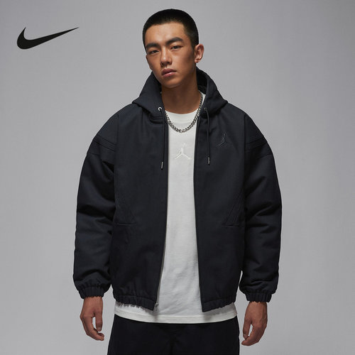 JORDAN耐克男子宽松轻便连帽夹克25冬新款梭织棉服外套HV1849-010