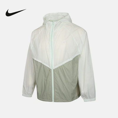 NIKE耐克外套男夏季V字形线条连帽夹克轻薄透气皮肤衣 IO9628-394