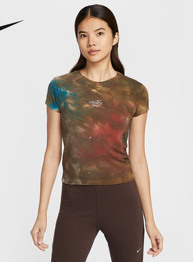NIKE耐克女子短款修身运动T恤夏扎染印花速干透气短袖II7232-289