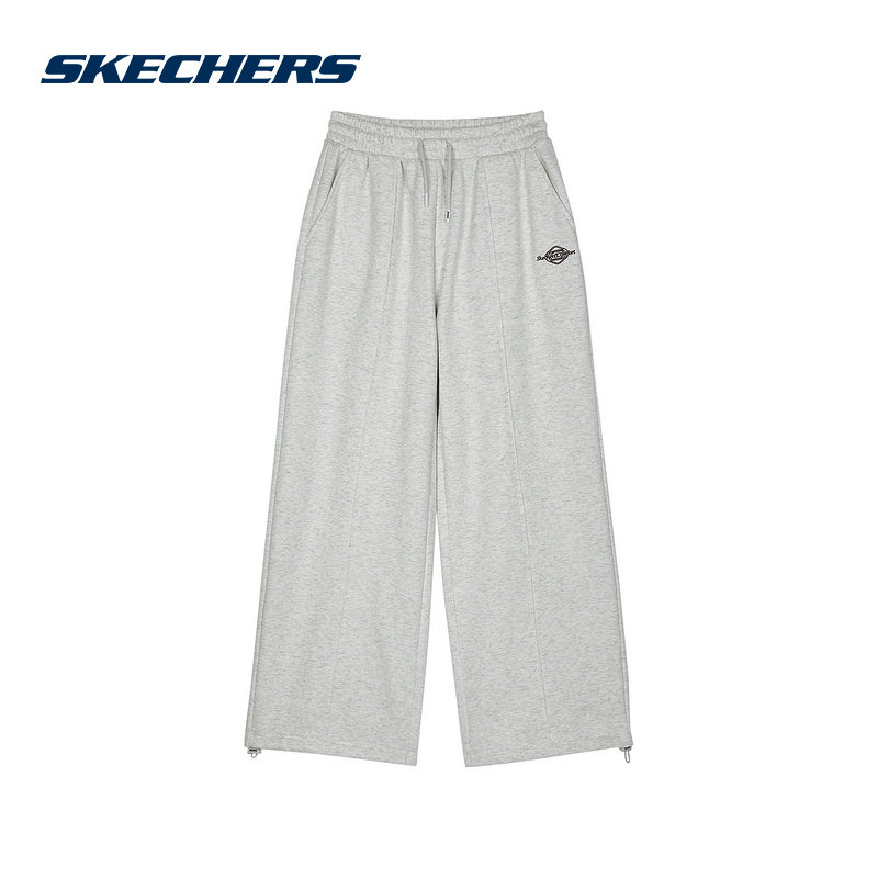 Skechers斯凯奇女裤子户外休闲裤加绒直筒针织长裤L324W098-0248