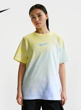 NIKE耐克26新款女子短袖透气运动休闲扎染撞色圆领T恤 IR7557-714