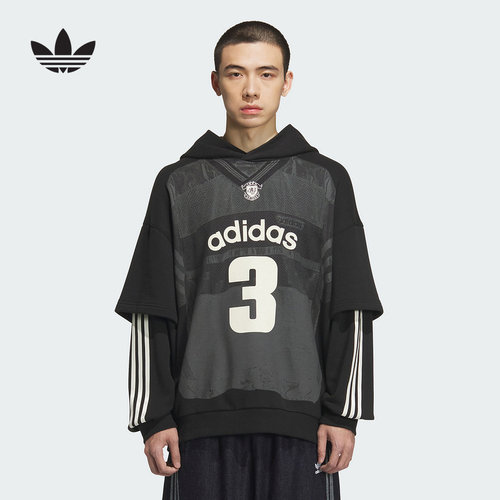 adidas阿迪达斯三叶草潘展乐同款套头衫2025冬男连帽卫衣 KC2607
