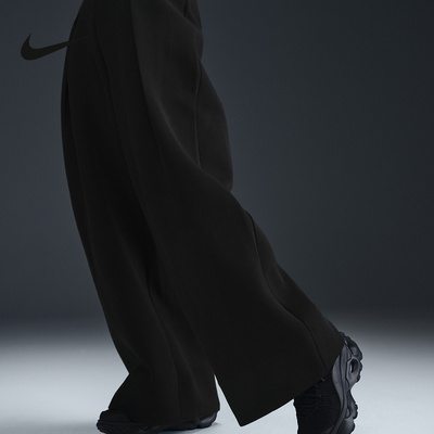 Nike耐克女裤子2025冬新款高腰褶裥长裤针织开衩运动裤FV8053-010