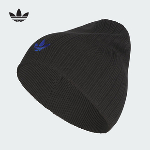 adidas阿迪达斯三叶草无檐便帽2025冬男女冷帽毛线针织帽JY2716