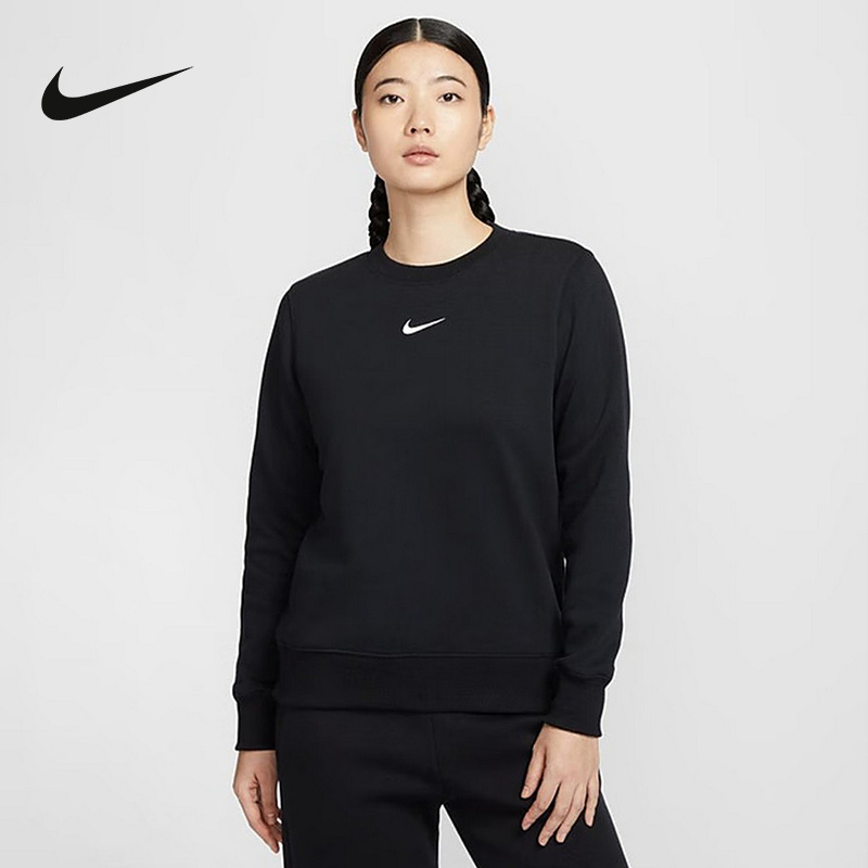 NIKE耐克女卫衣2025春新款刺绣小勾宽松圆领运动套头衫DQ5752-010