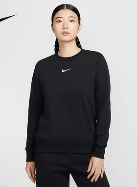NIKE耐克女卫衣2025春新款刺绣小勾宽松圆领运动套头衫DQ5752-010