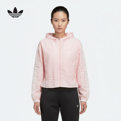 adidas阿迪达斯女大小童户外跑步健身连帽外套2026春夹克 KX7671