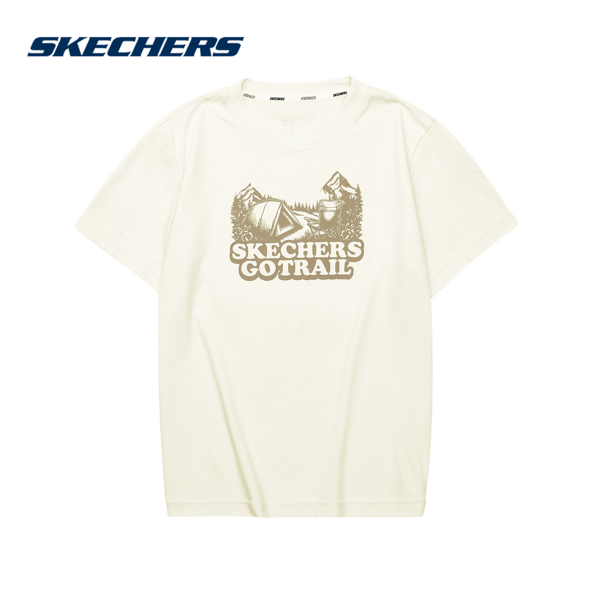 Skechers斯凯奇女夏舒适透气针织短袖圆领休闲T恤 L324W079/00NA