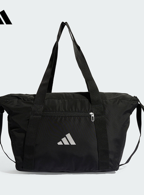 Adidas阿迪达斯情侣款大容量运动健身单肩斜挎包旅行包黑色JE3223