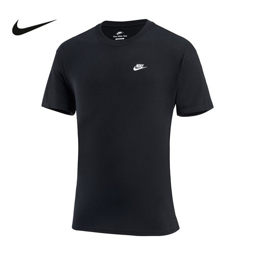 NIKE耐克黑色短袖男夏季宽松透气刺绣小标圆领运动T恤IR8673-010
