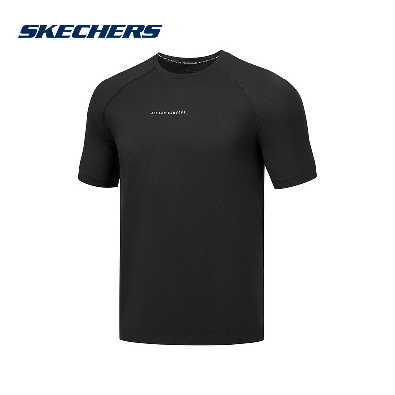 skechers斯凯奇25男透气舒适运动休闲上衣T恤短袖 P225M016-0018