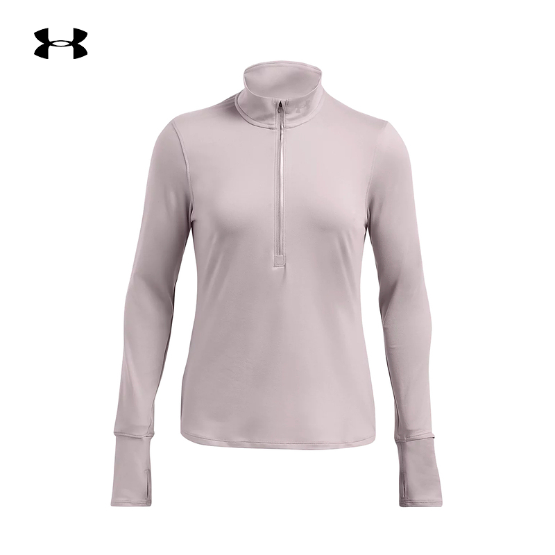 安德玛女子秋季新款1/2拉链跑步运动长袖T恤1379349-015