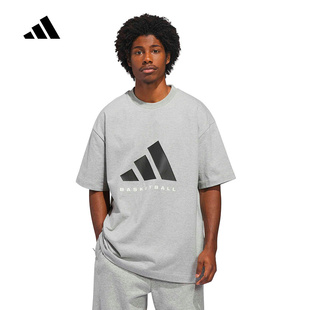adidas阿迪达斯棉质篮球宽大运动半截袖2026春中性短袖T恤 KB7558