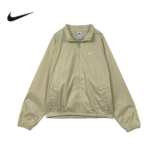 NIKE耐克卡其外套男26春新款 229 宽松运动网眼刺绣立领夹克HV1140