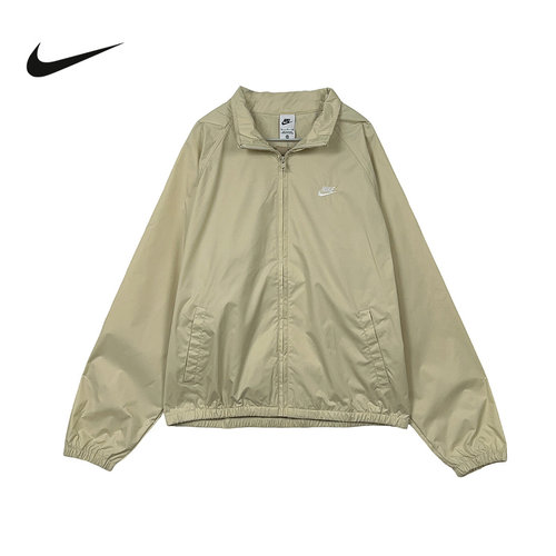 NIKE耐克卡其外套男26春新款宽松运动网眼刺绣立领夹克HV1140-229