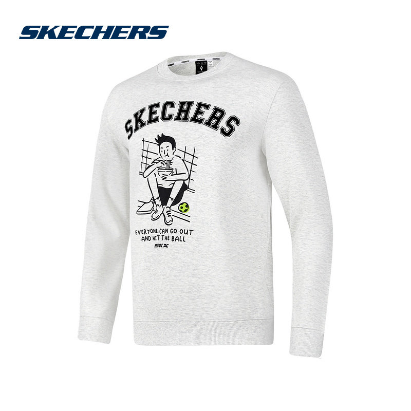 SKECHERS斯凯奇春季男女休闲运动圆领针织套头卫衣 P423U017-02F0