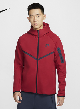 Nike耐克外套男25春红色本命年连帽衫宽松休闲针织夹克HV0950-687