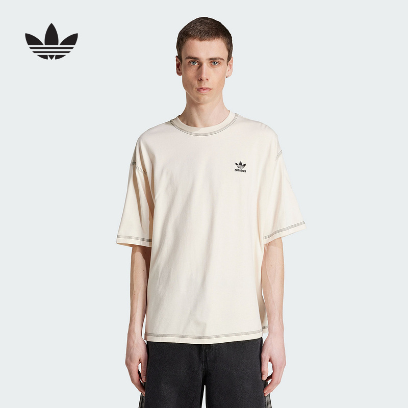adidas阿迪达斯三叶草大号情侣装半袖2025秋男棉质短袖T恤 JW0970