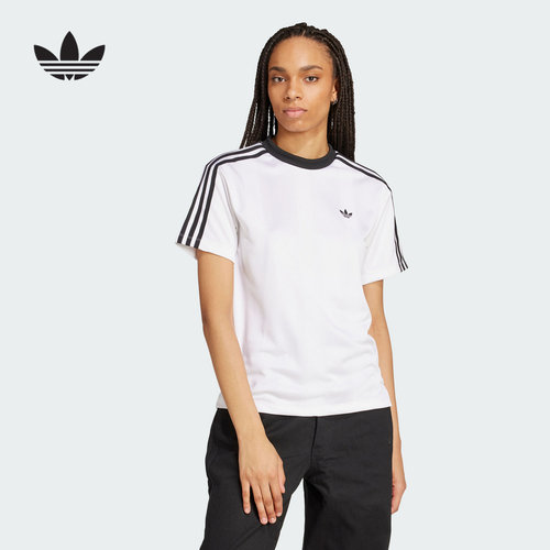 adidas阿迪达斯三叶草提花纹理半袖2025秋女足球风短袖T恤 JV9647