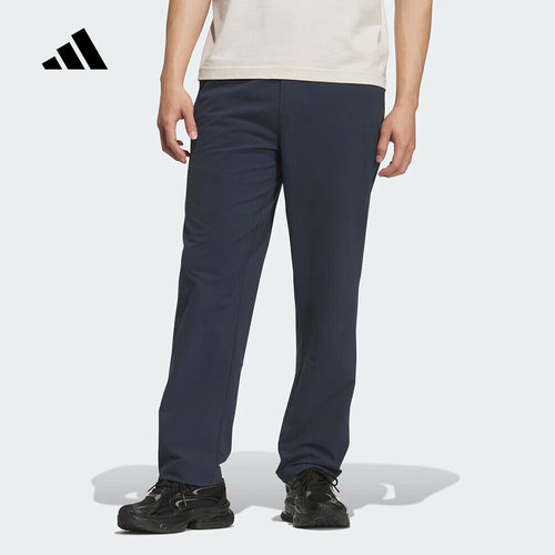 adidas阿迪达斯拉链口袋修身直筒运动裤2025冬男梭织长裤 KS3548