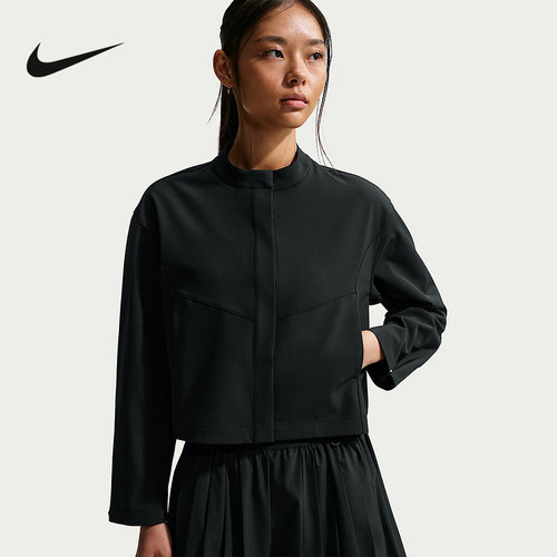 NIKE耐克女外套26夏新款宽松透气背面百褶短款梭织夹克IB8987-010