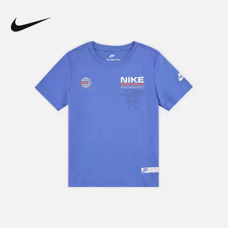NIKE耐克幼童棉短袖T恤夏新款男女童标志针织半袖上衣IO5964-494