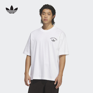 adidas阿迪达斯三叶草字母印花简约半截袖2026夏男短袖T恤 KT3041