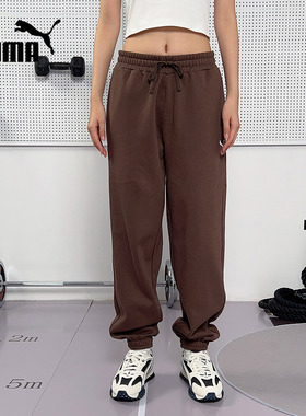 PUMA彪马宽松直筒收口卫裤2025冬男抽绳运动针织长裤 693575-97