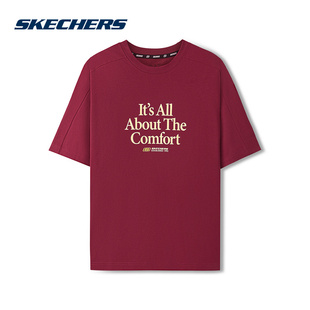 Skechers斯凯奇26春夏男女舒适柔软针织短袖T恤衫 L126U004/02WW
