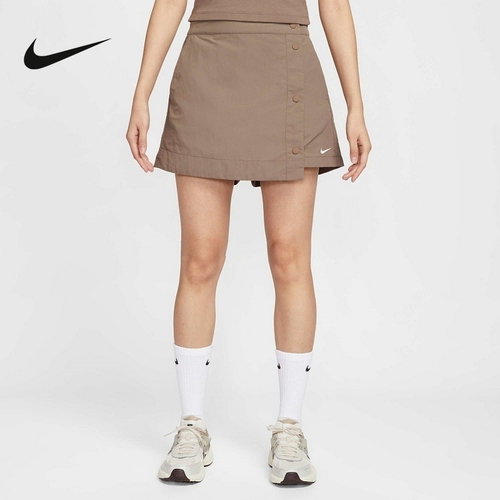 NIKE耐克梭织短裤女25夏新款运动休闲刺绣小标排扣裙裤HM6980-214