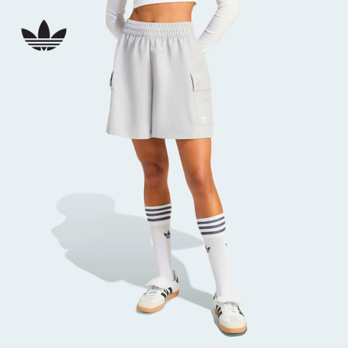 adidas阿迪达斯三叶草梭织短裤2026夏女工装宽松运动短裤 KD1422