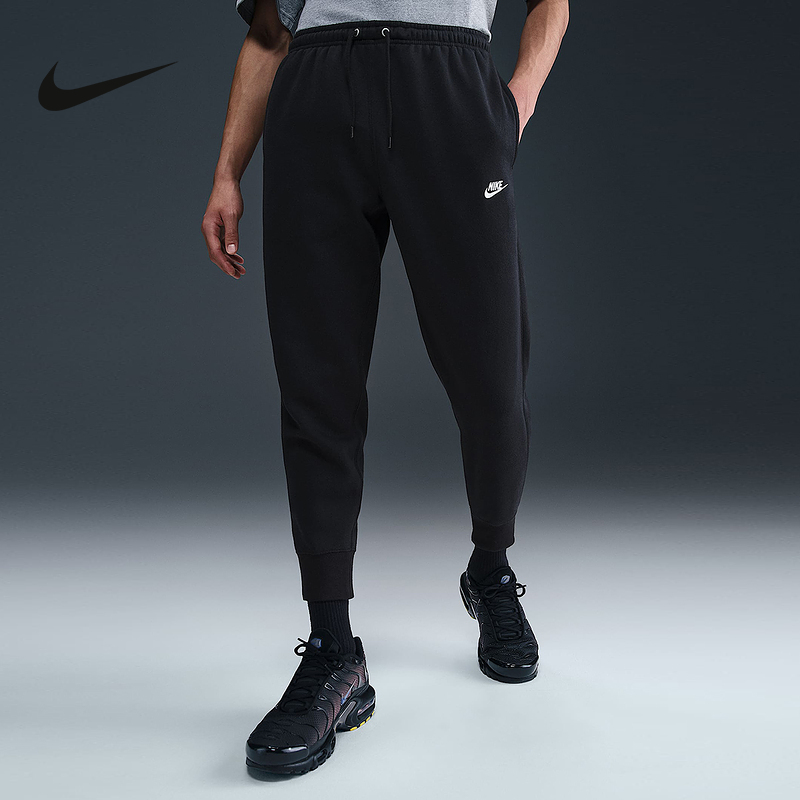 NIKE耐克男裤子25冬新款加绒卫裤刺绣针织收口运动长裤FN3788-010