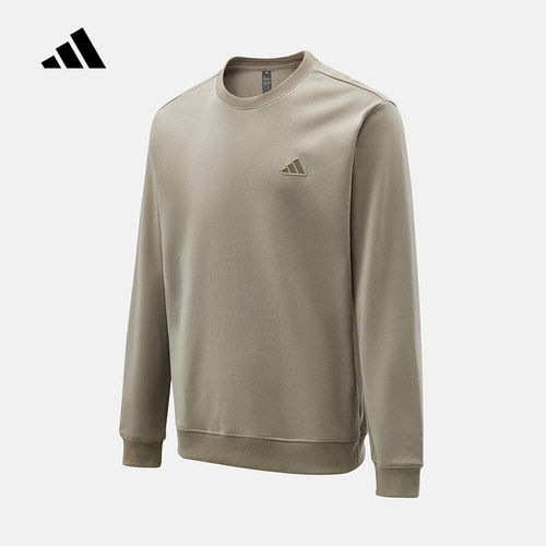 adidas阿迪达斯灰色简约圆领套头衫2026春男休闲针织卫衣 KR2505