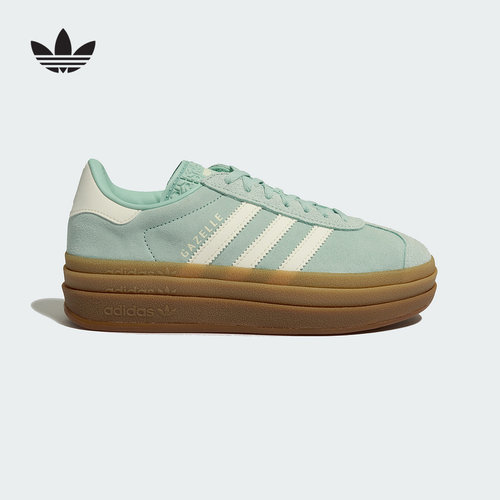adidas阿迪达斯三叶草T头鞋2025秋女GAZELLE BOLD厚底板鞋JS3902