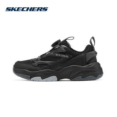Skechers斯凯奇男童运动鞋校园休闲鞋旋钮扣防滑耐磨405323L/BLK