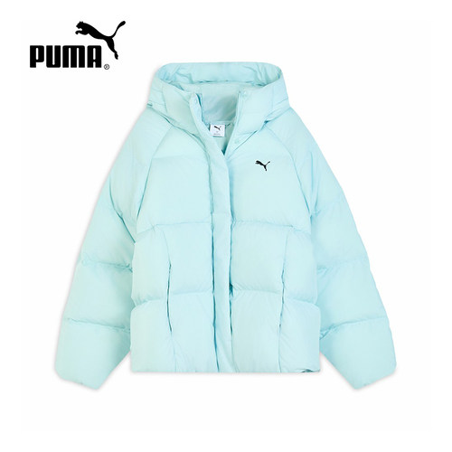 PUMA彪马拒水保暖女子连帽羽绒服2025冬鸭绒面包服外套 691045-47