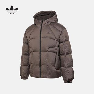 adidas阿迪达斯三叶草格子布鸭绒面包服冬男短连帽羽绒服 KS6080