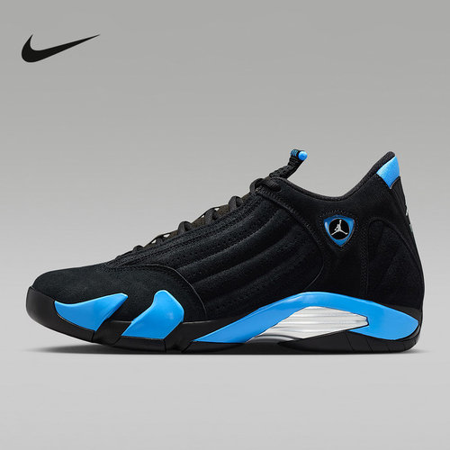 耐克Air Jordan 14 AJ14 黑蓝乔14男子中帮复古篮球鞋 487471-007