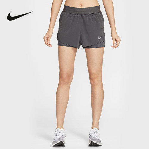 Nike耐克女子夏季新款透气跑步健身运动假两件梭织短裤HJ5377-036
