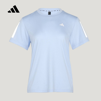 adidas阿迪达斯2026夏女三条纹圆领速干运动短袖T恤健身服 KU8747
