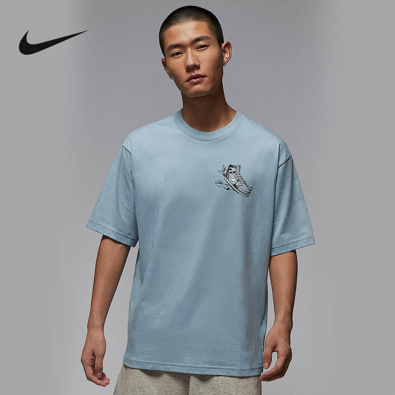 Nike耐克短袖男夏新款JORDAN鞋子印花宽松休闲运动T恤HQ8973-427