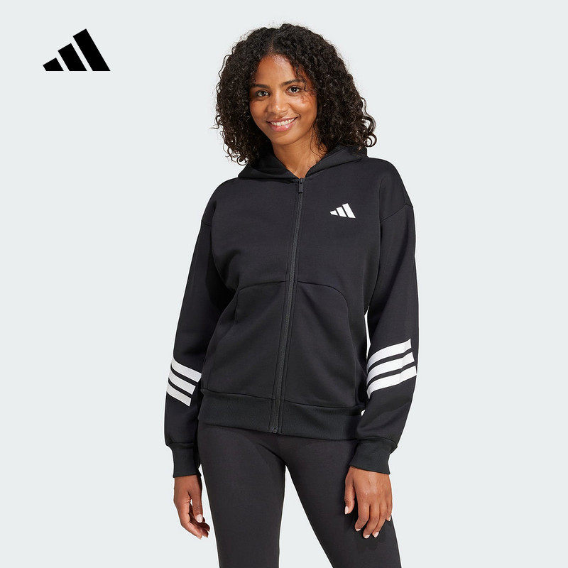Adidas阿迪达斯女子2025春季针织拉链连帽运动茄克夹克外套JE0171,运动服/休闲服装,运动茄克/外套,淘宝优惠券,粉丝福利购,淘宝优惠卷