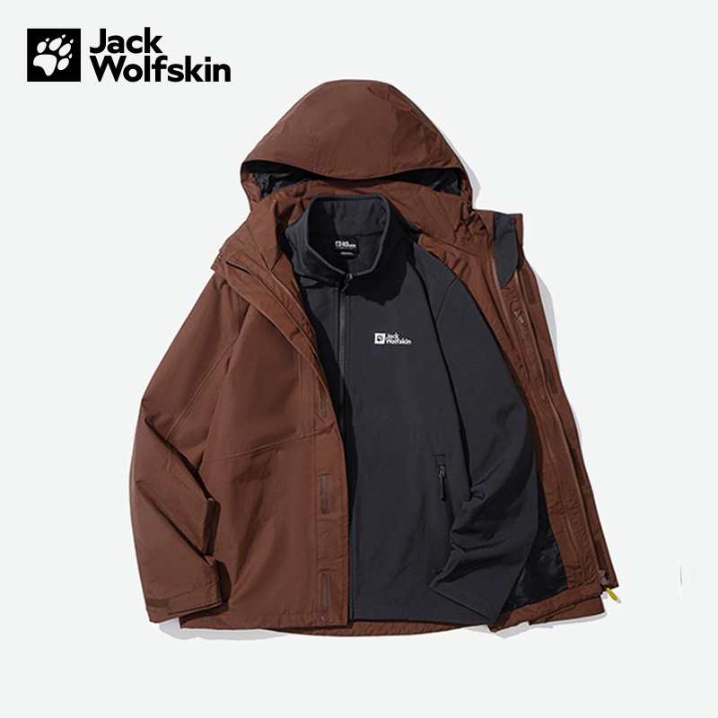 JackWolfskin狼爪冲锋衣男25秋冬户外软壳内胆三合一外套5122271