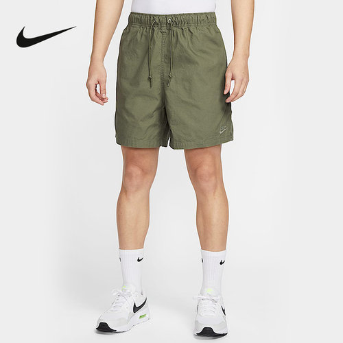 NIKE耐克男短裤夏新款梭织休闲刺绣运动裤橄榄绿五分裤HJ1947-222
