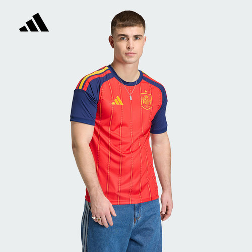 adidas阿迪达斯西班牙国家队世界杯球衣主场球迷版短袖T恤 JN4390