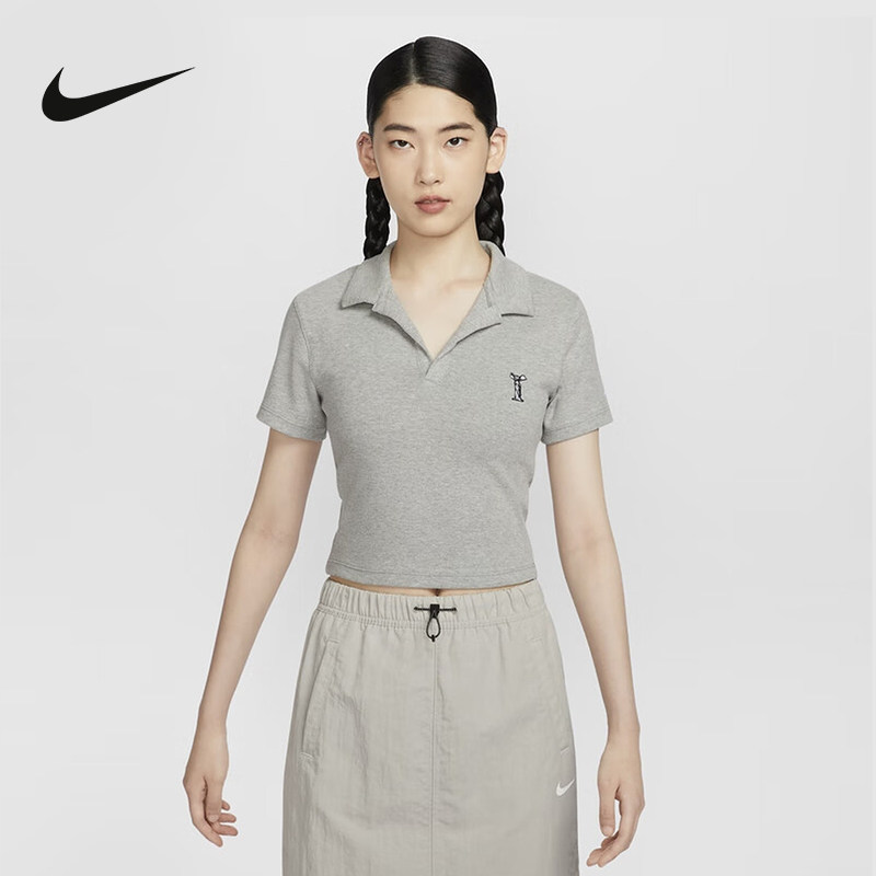 NIKE耐克短袖女夏季训练运动休闲露脐高腰短款t恤 HJ6852-063 - 实物图