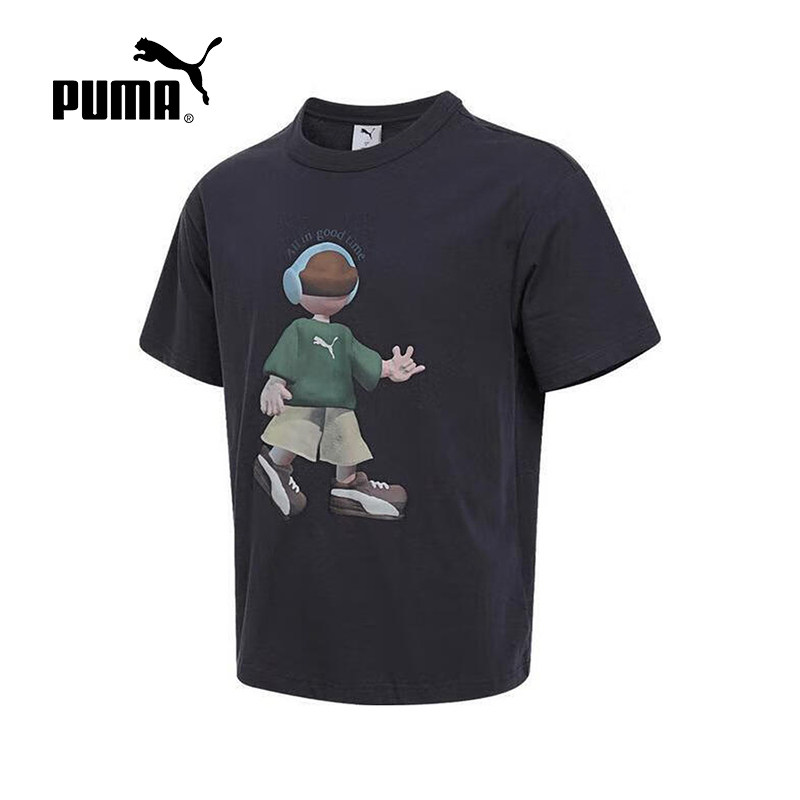 PUMA彪马印花短袖男士2025夏季新款运动服透气半袖T恤634792-16
